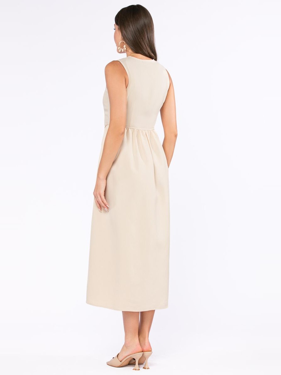 Solid Sleeveless A-Line Dress