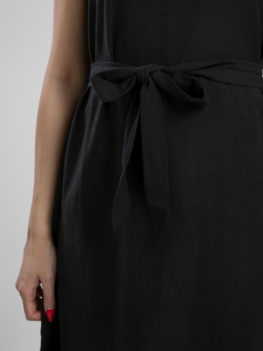 Sleeveless Maxi Dress with Waist Tie