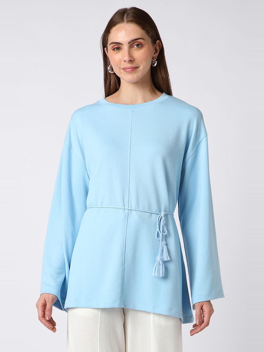 Solid Colored Top with Waist Strap