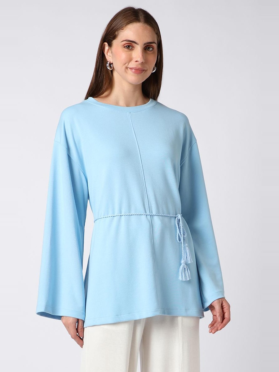 Solid Colored Top with Waist Strap