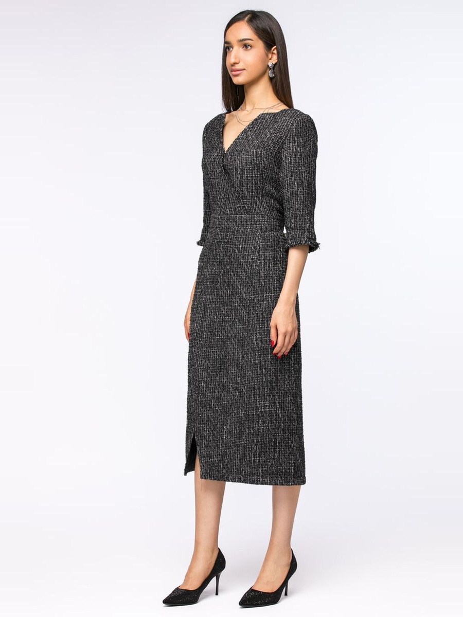 Tweed Dress with Front Slit