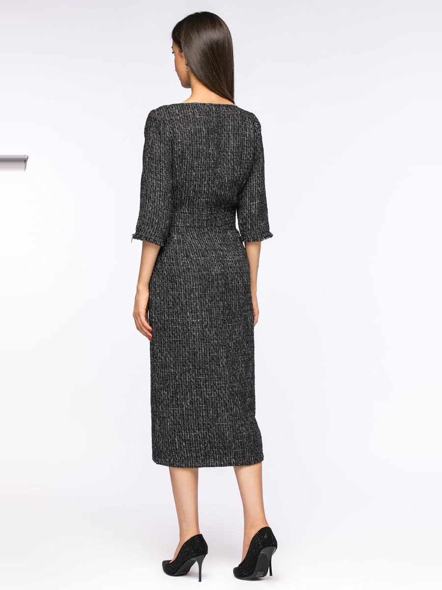 Tweed Dress with Front Slit
