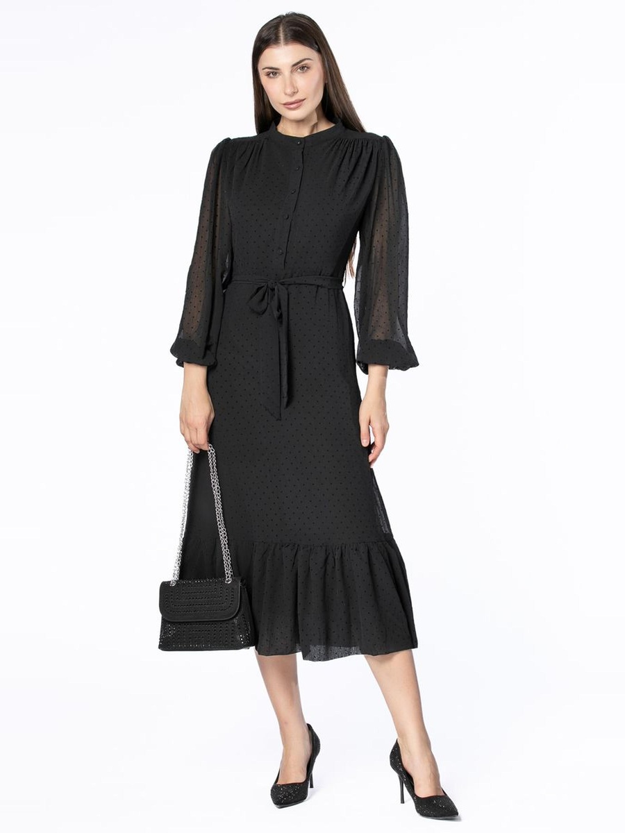 Dress with Textured Chiffon