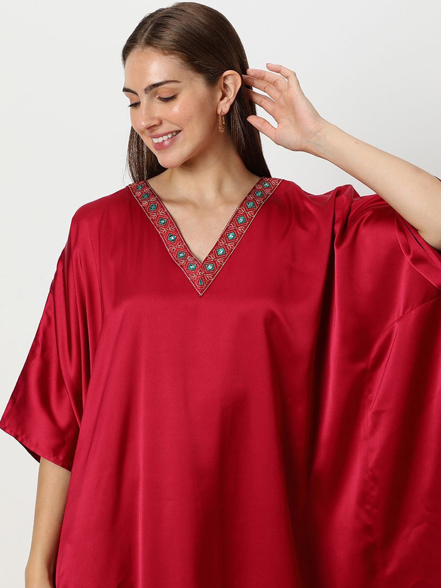 Satin Jalabiya with Embroidery