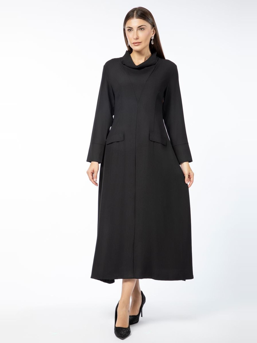 Solid A-Line Maxi Dress with Front Pockets