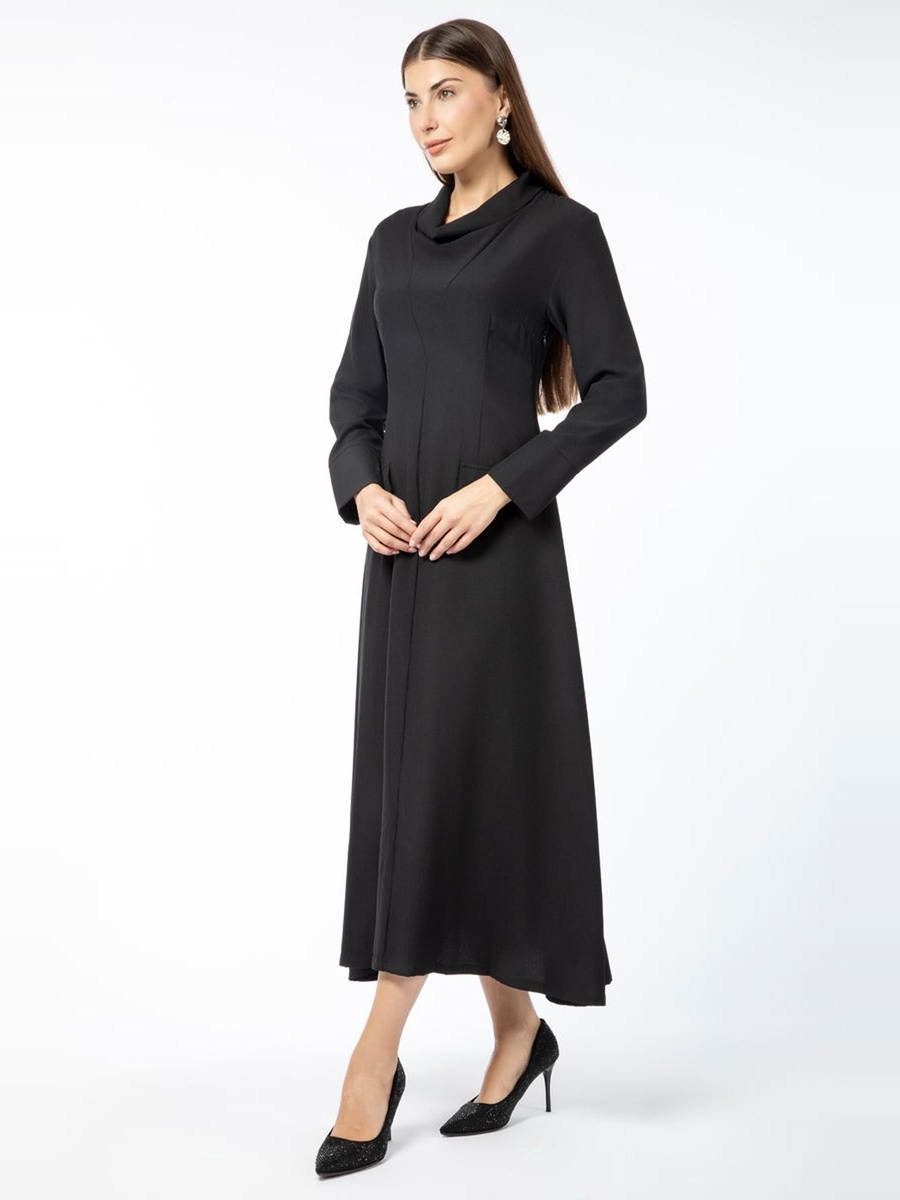 Solid A-Line Maxi Dress with Front Pockets