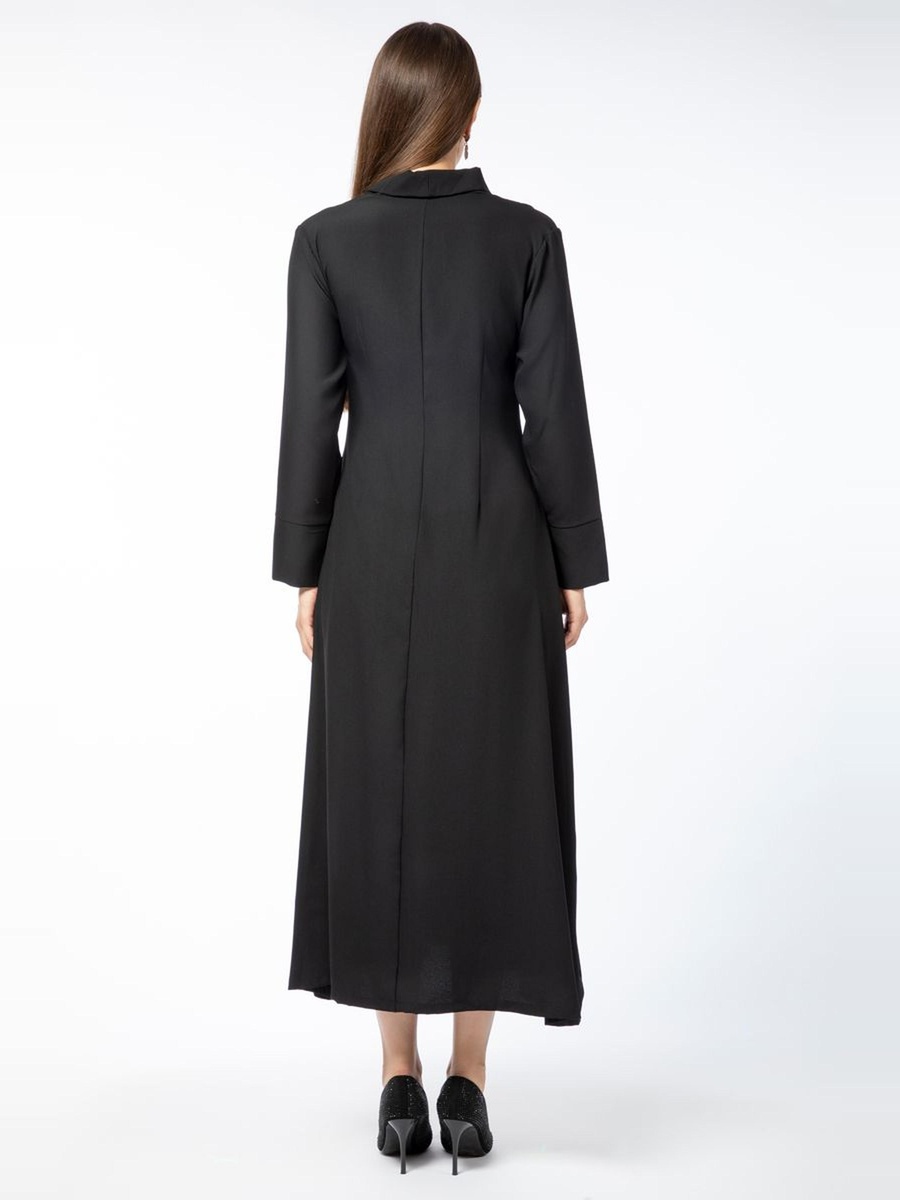 Solid A-Line Maxi Dress with Front Pockets