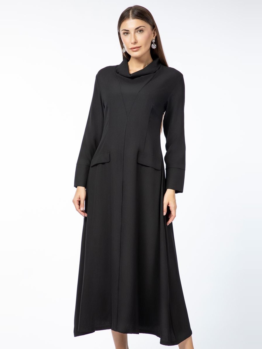 Solid A-Line Maxi Dress with Front Pockets