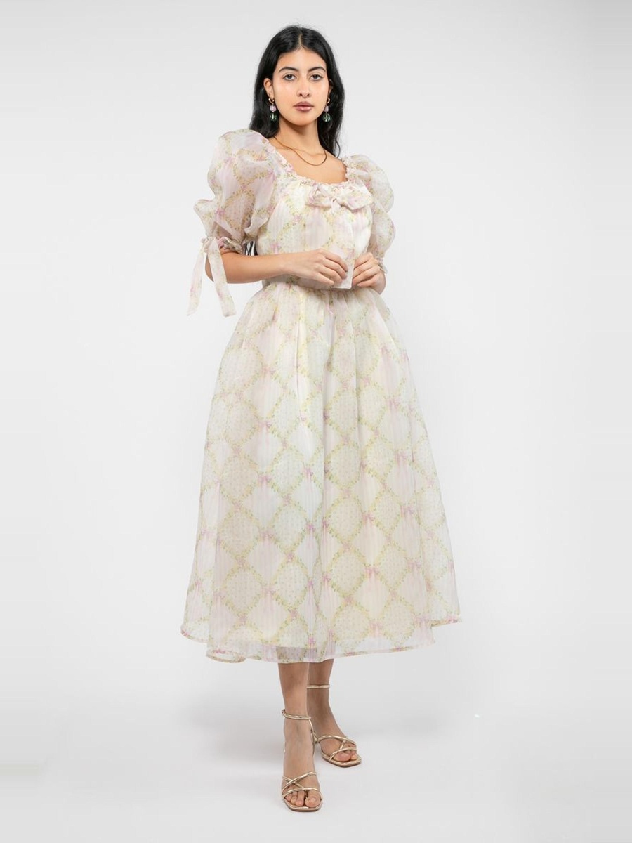 Floral Printed A-Line Midi Dress