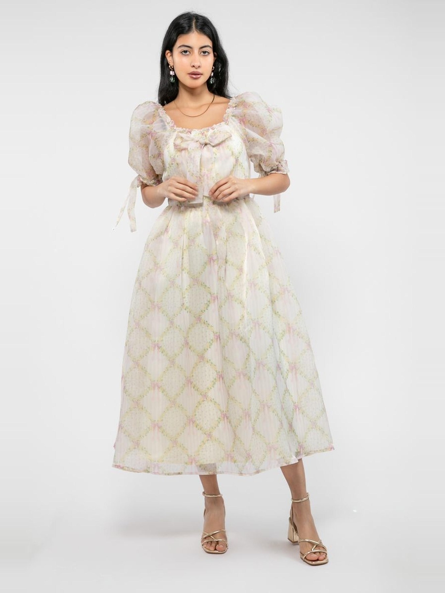 Floral Printed A-Line Midi Dress