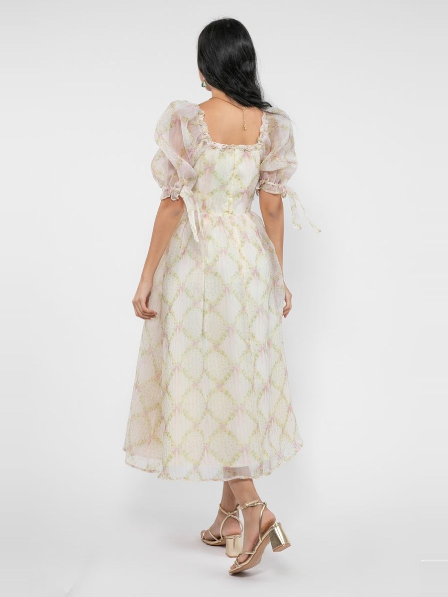 Floral Printed A-Line Midi Dress