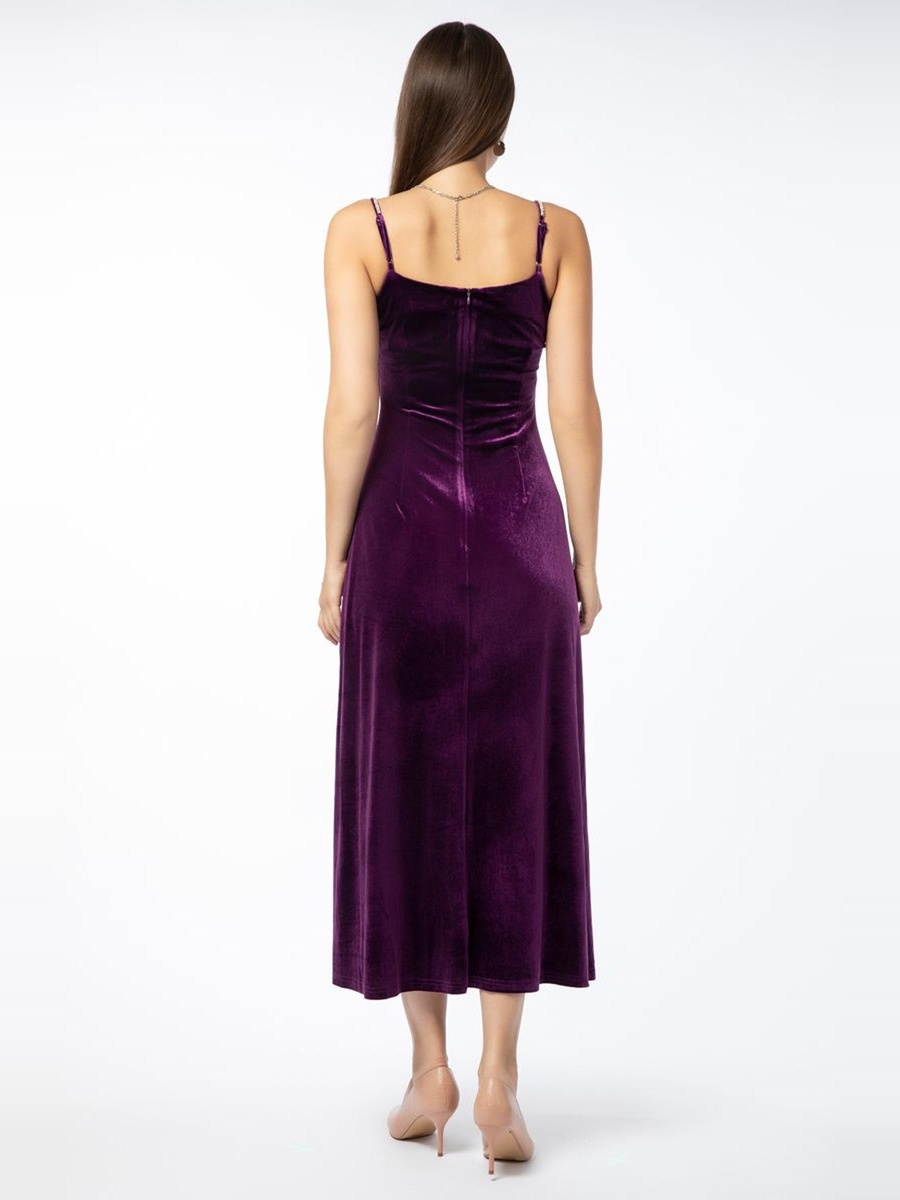 Sleeveless Velvet A-Line Maxi Dress