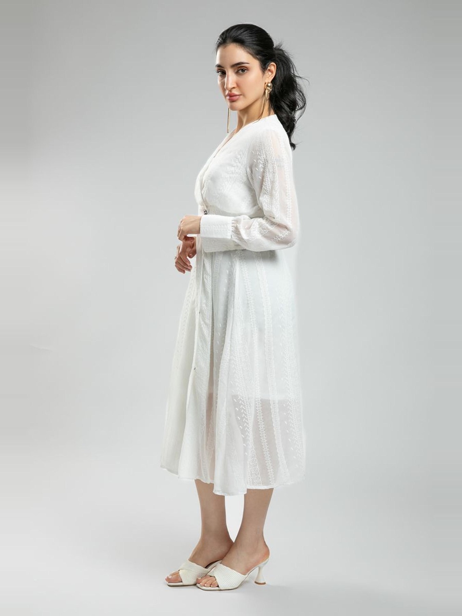 Midi Wrap Dress with Embroidery