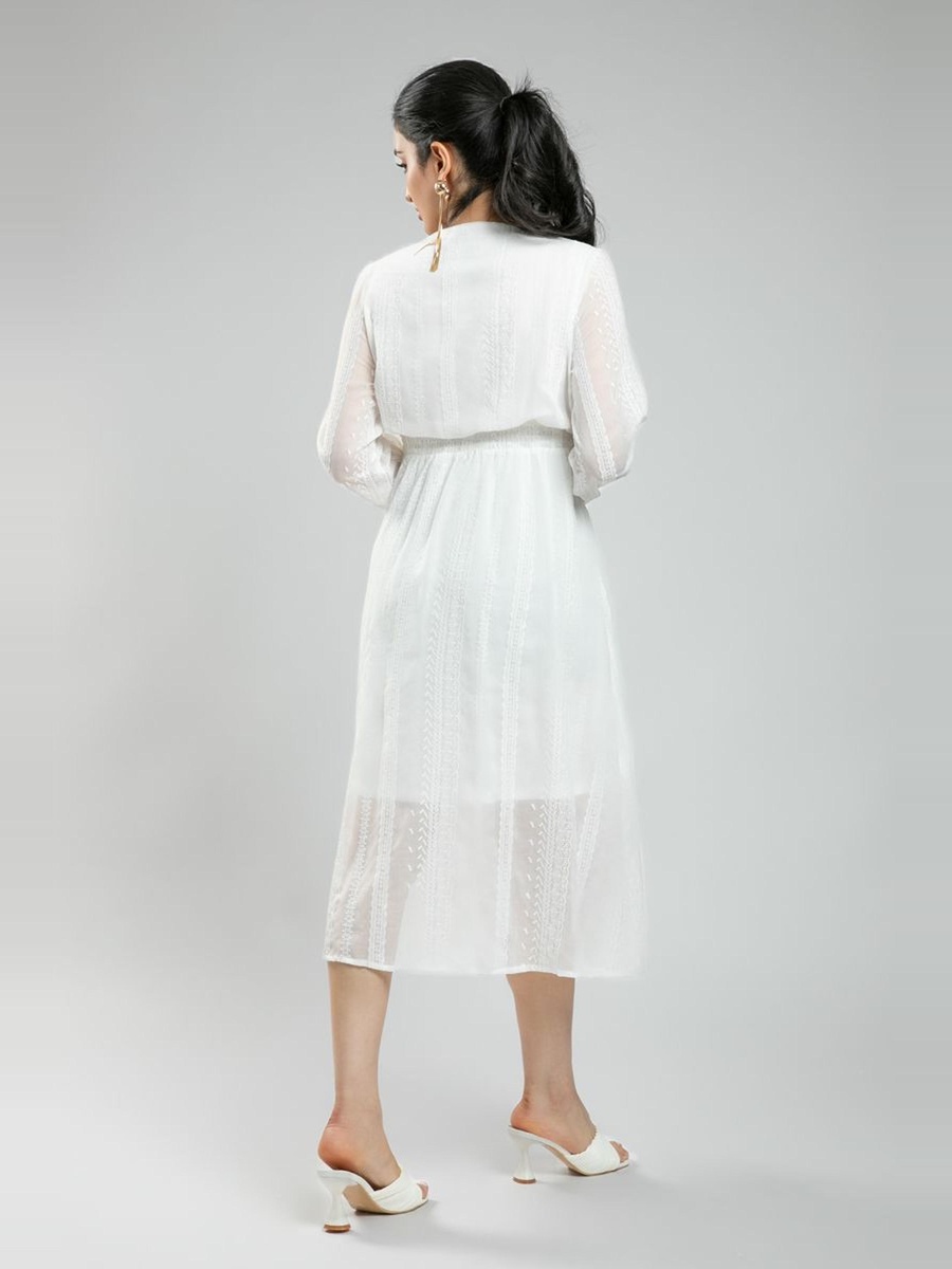 Midi Wrap Dress with Embroidery