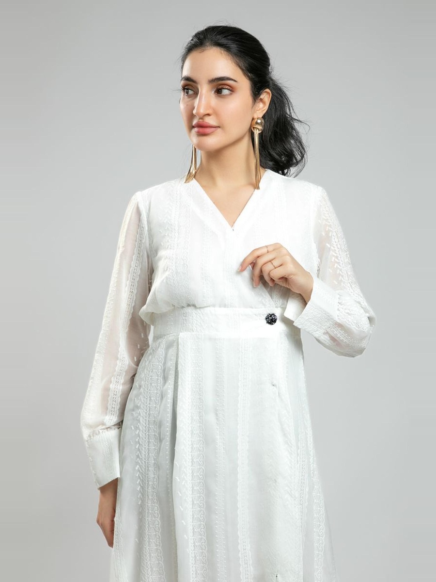 Midi Wrap Dress with Embroidery