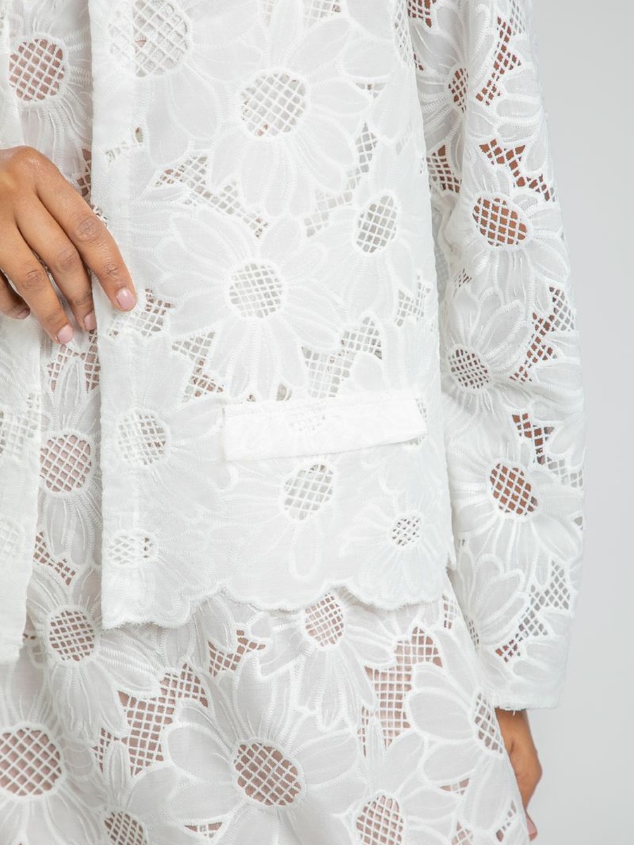 Embroidered Perforated Kimono