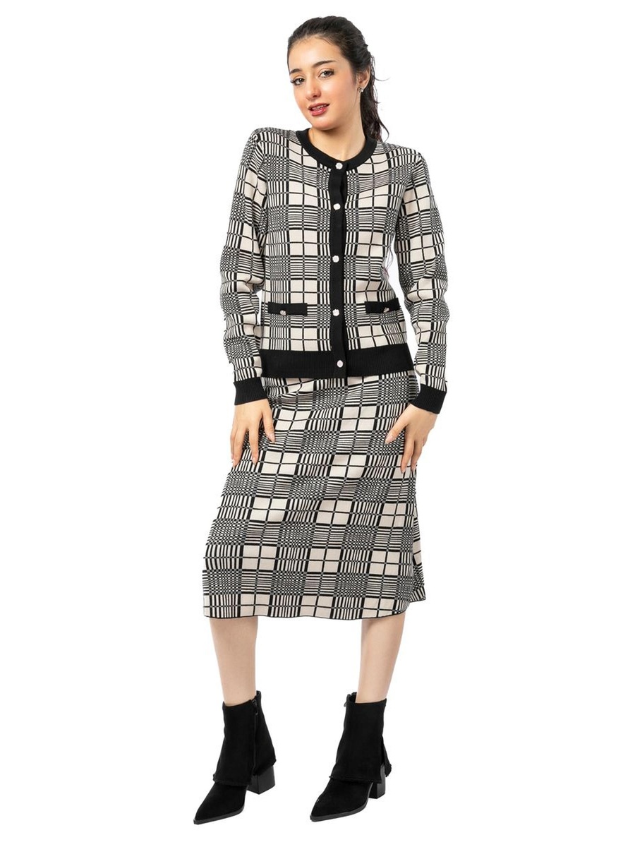 Checkered Knitted Skirt