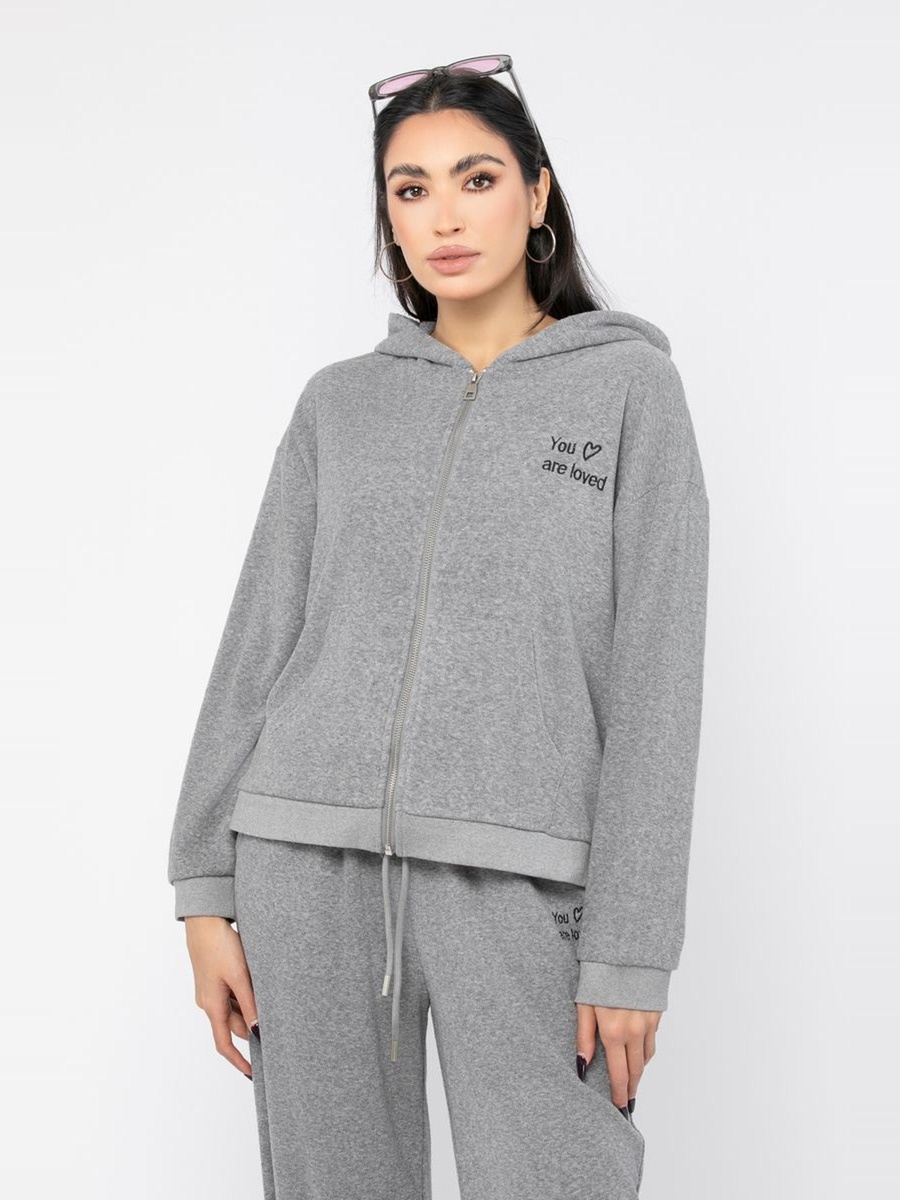 Zip-Through Hoodie with Embroidery