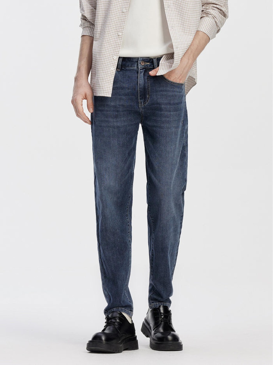 Men Mid-Wash Slim Straight Jeans