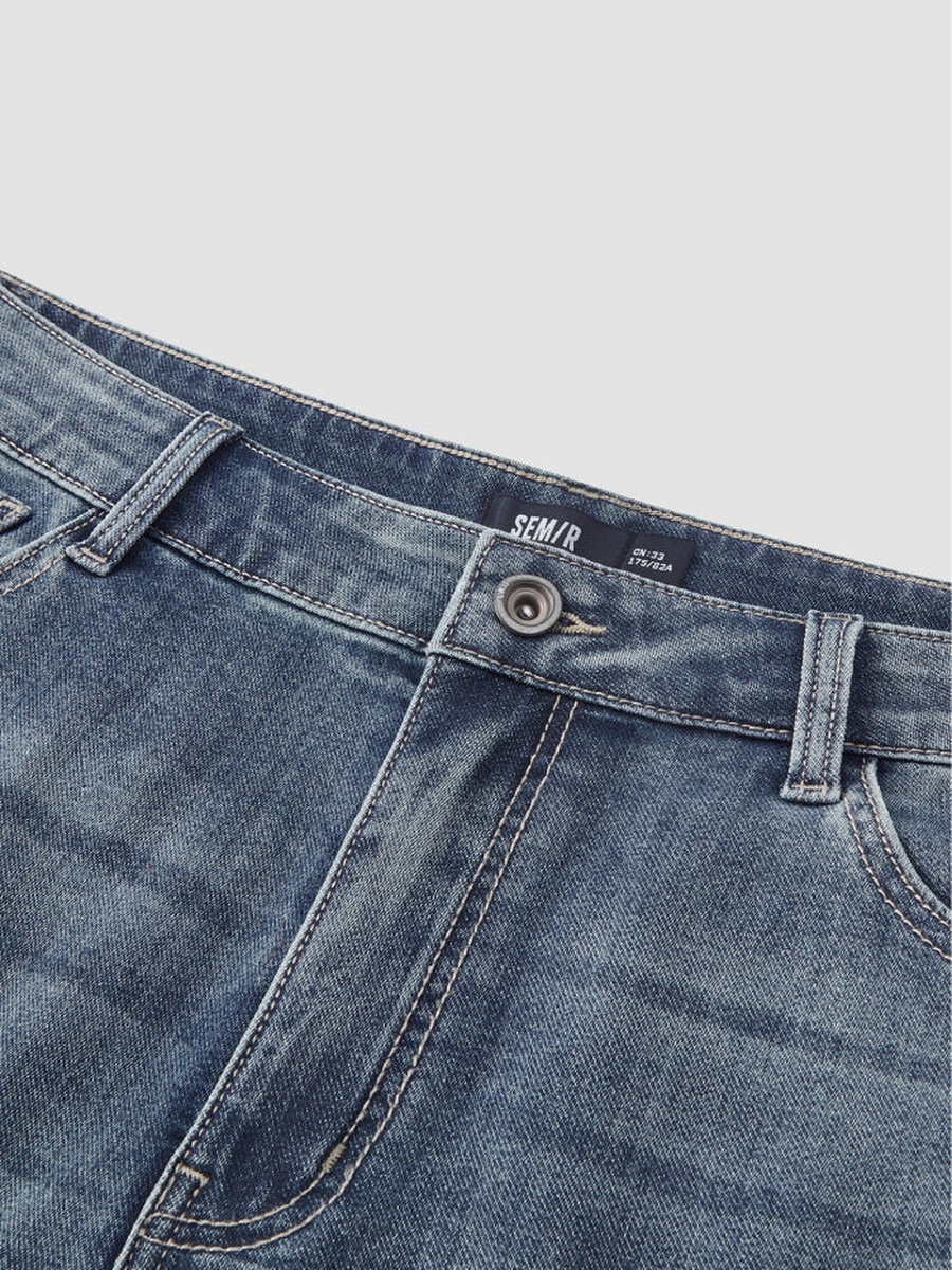 Men Mid-Wash Slim Straight Jeans