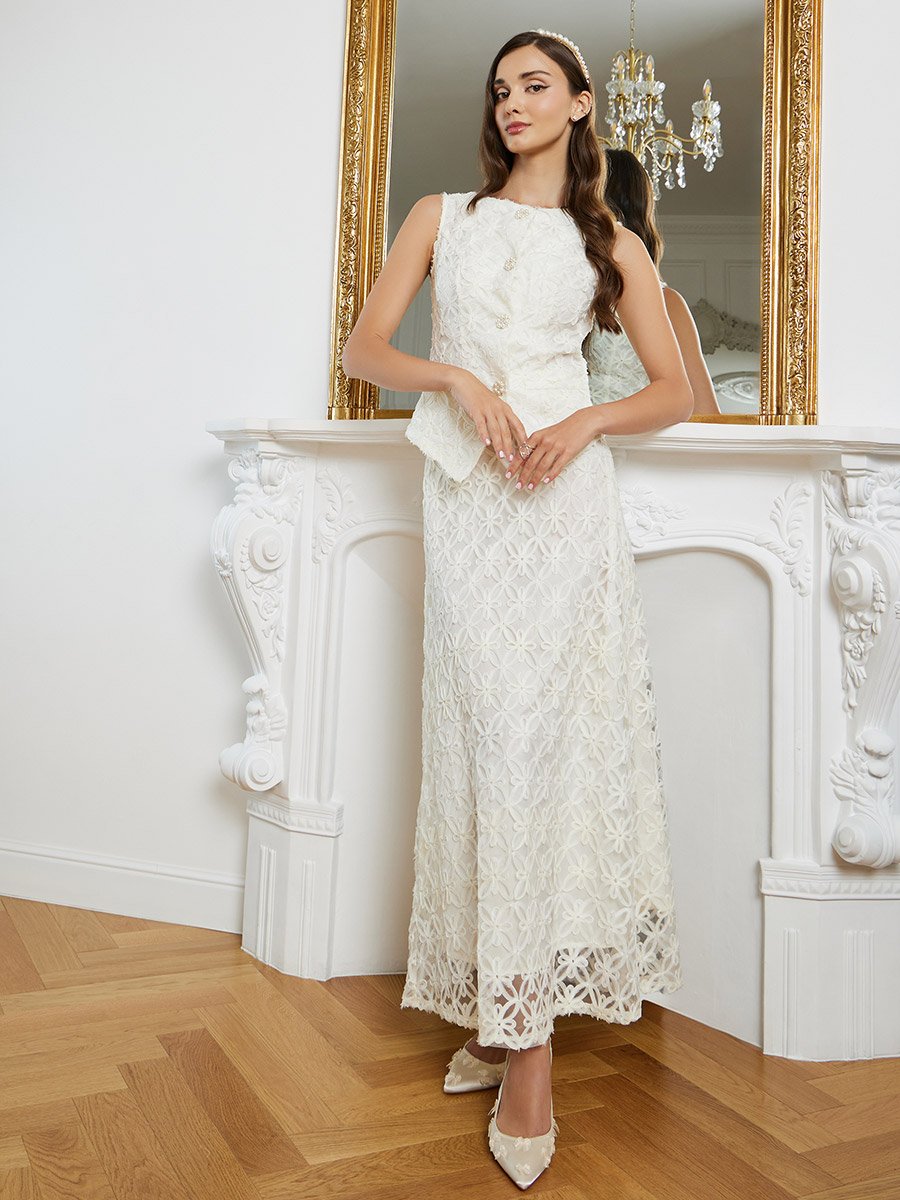 Women Cream Sleeveless Floral Waistcoat For Women at UAE | Styli