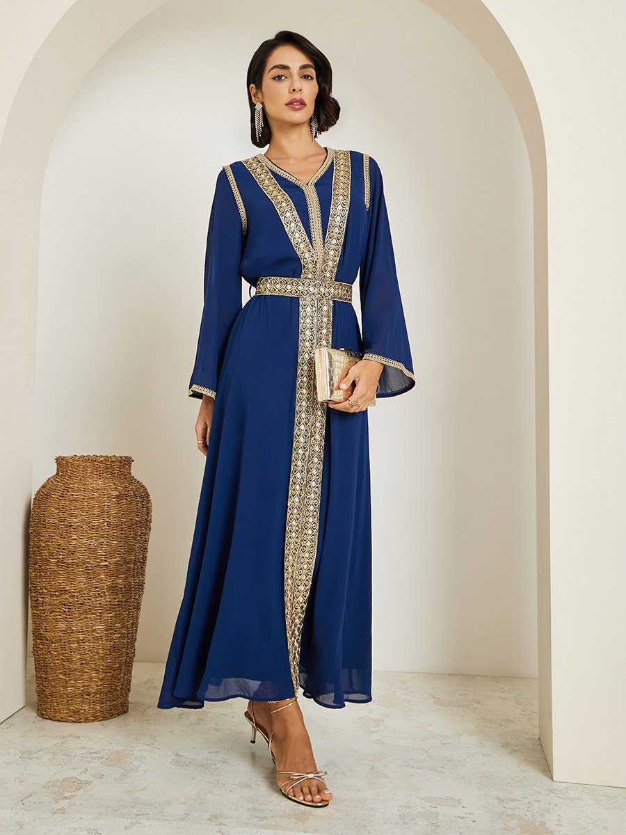 Women Chiffon Jalabiya with Lace Trims