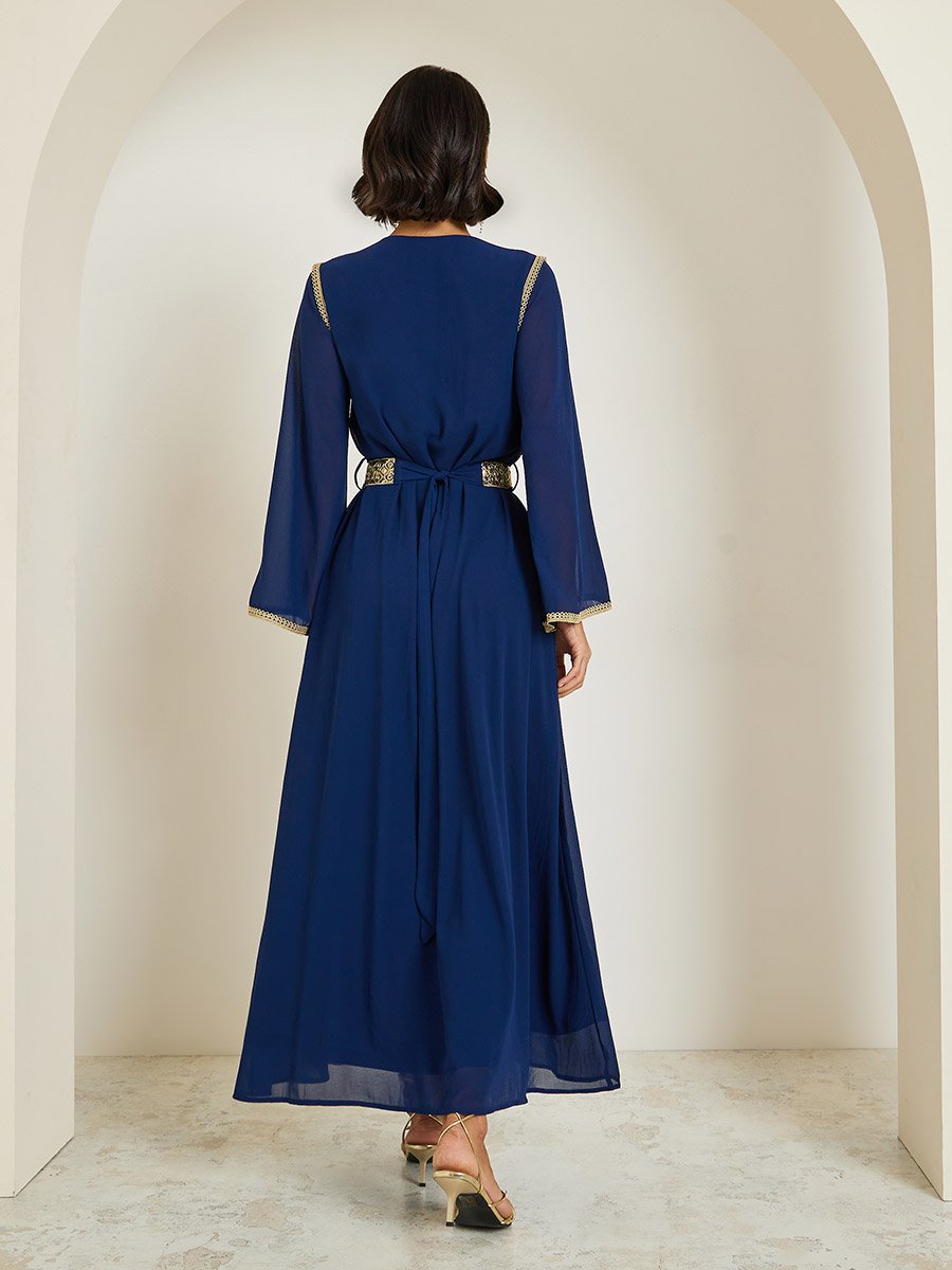 Women Chiffon Jalabiya with Lace Trims