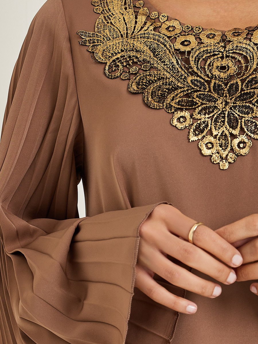 Women Brown Embellished A-Line Jalabiya