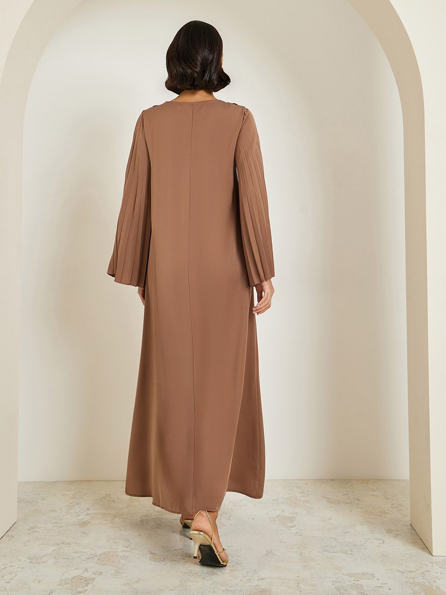 Women Brown Embellished A-Line Jalabiya