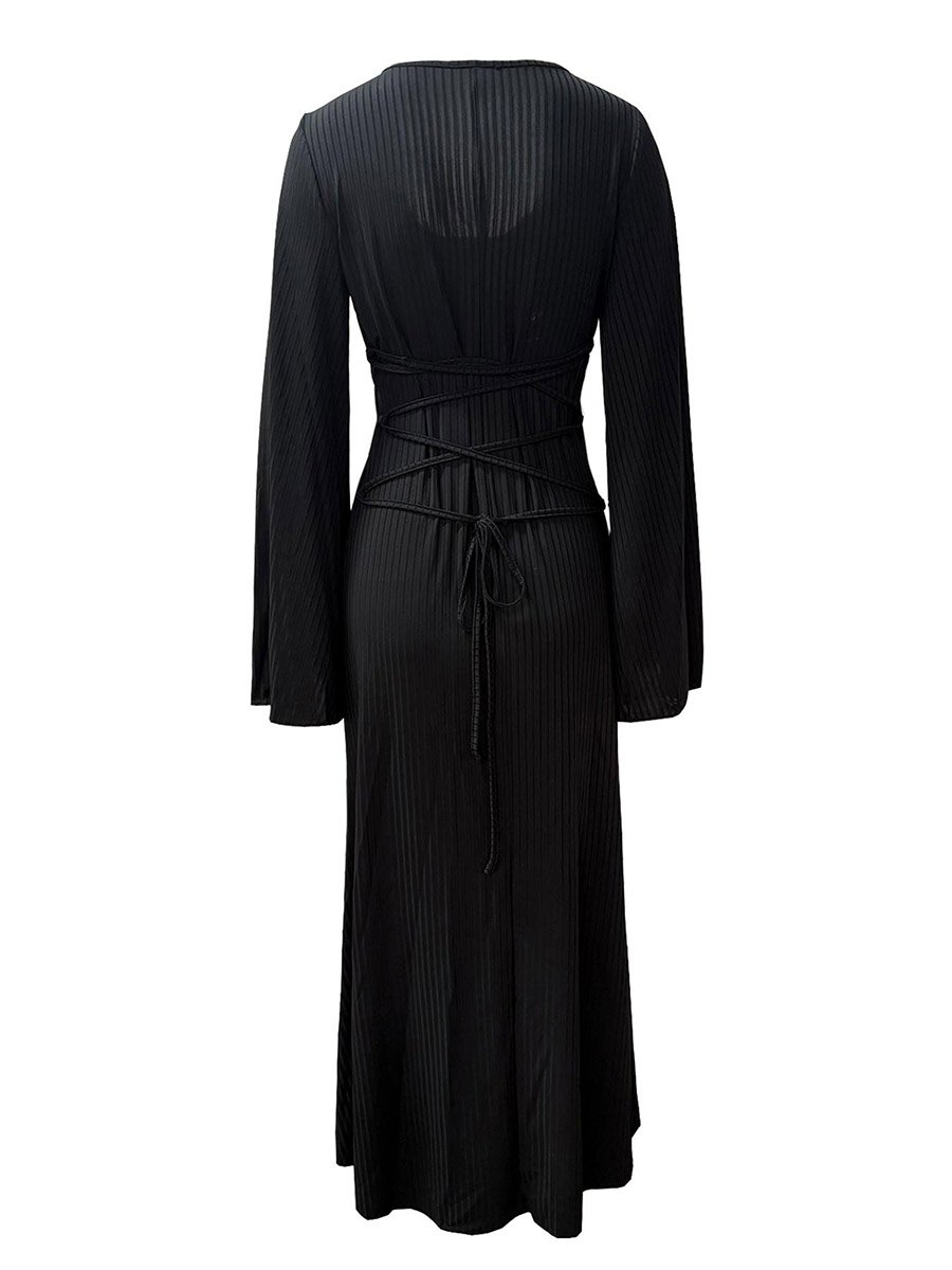 Women Black Bell Sleeve Bodycon Maxi Dress For Women at Kuwait | Styli Women Black Bell Sleeve Bodycon Maxi Dress For Women at Kuwait | Styli