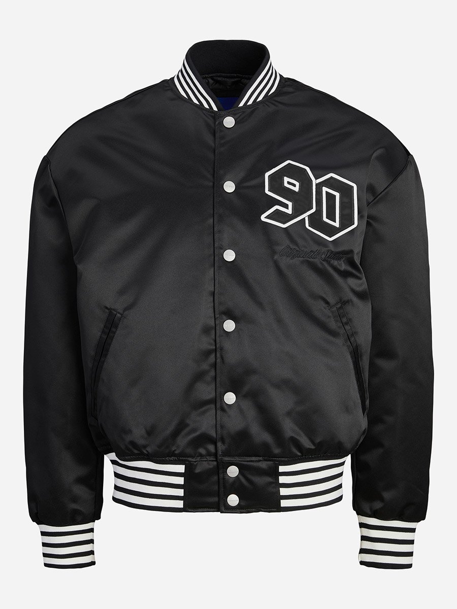 Black Striped Trim Bomber Jacket
