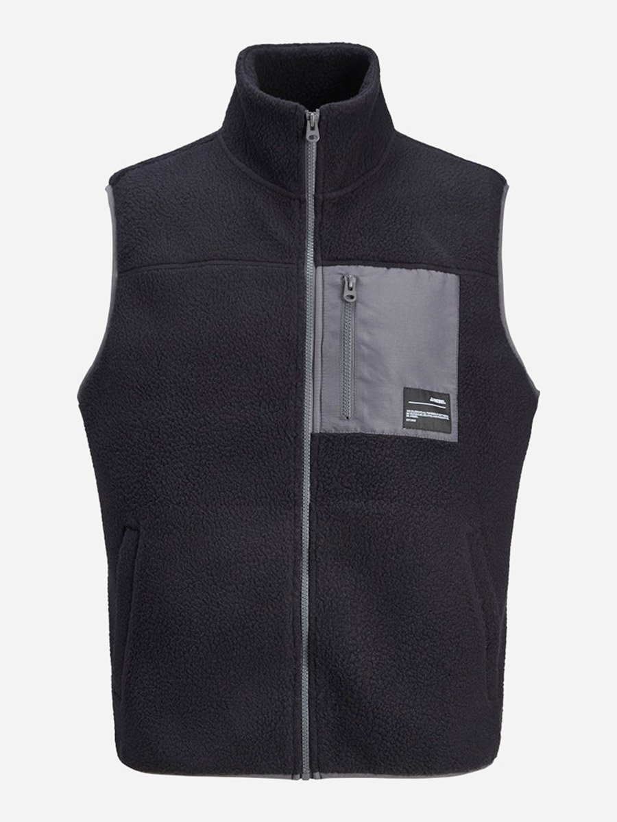 Black Teddy Zip-Up Bodywarmer Vest