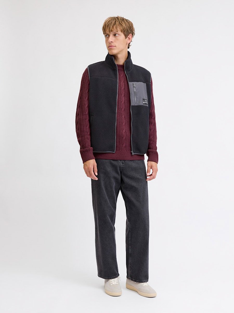 Black Teddy Zip-Up Bodywarmer Vest