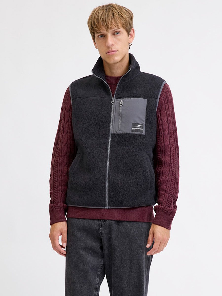 Black Teddy Zip-Up Bodywarmer Vest
