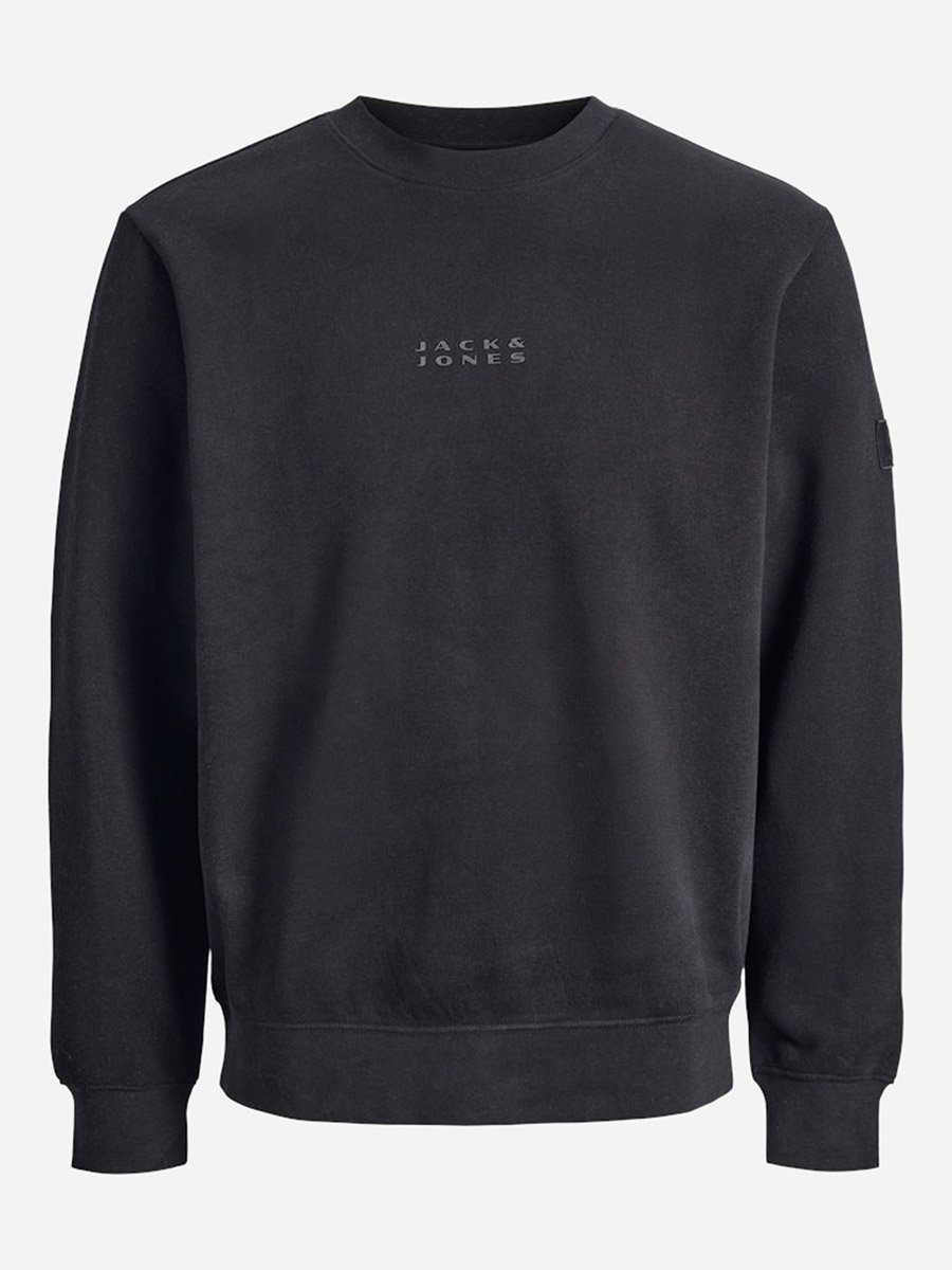 Black Plain Crew Neck Sweatshirt