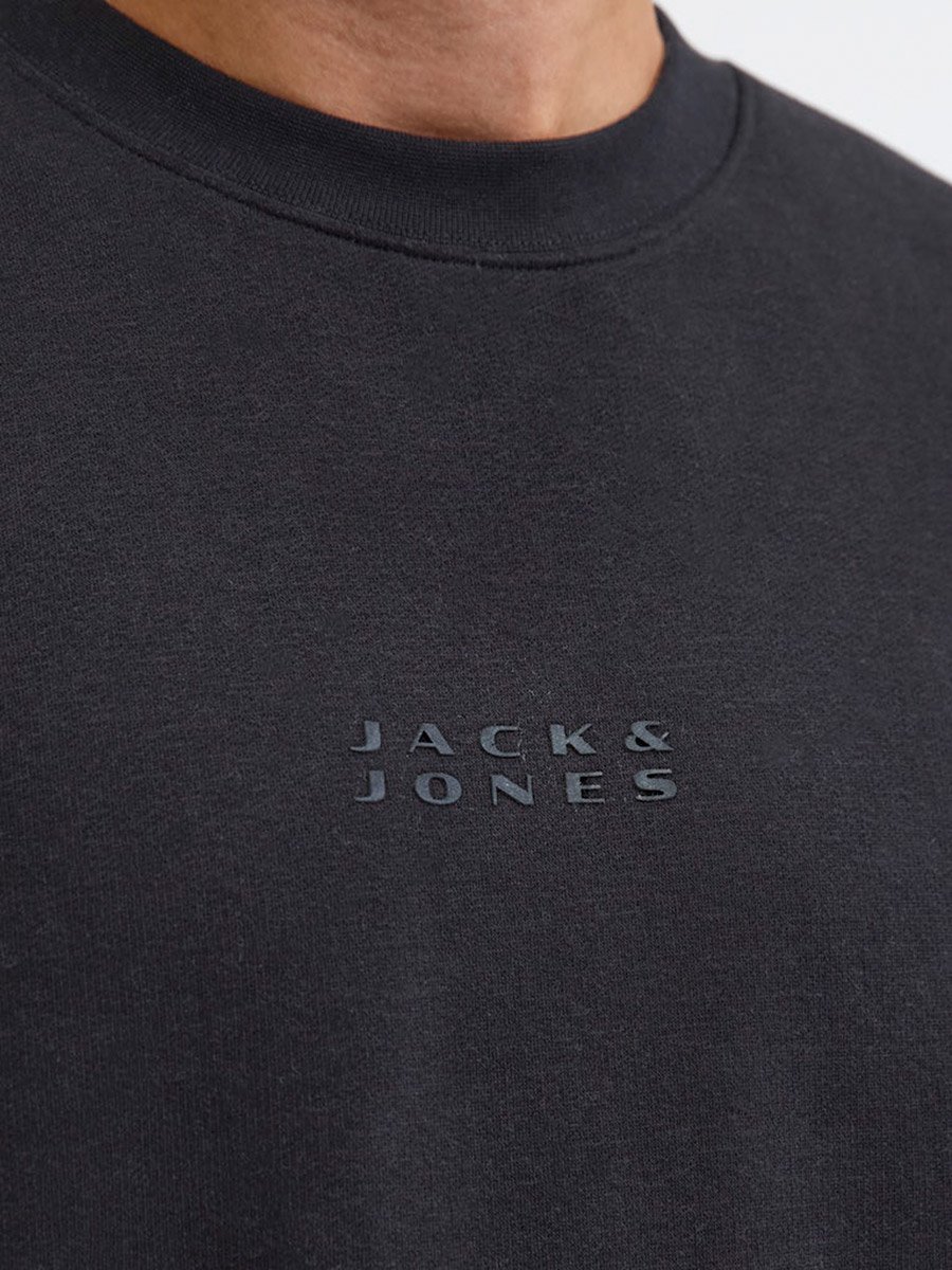 Black Plain Crew Neck Sweatshirt