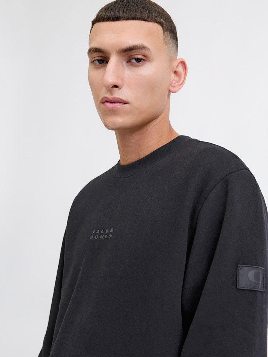 Black Plain Crew Neck Sweatshirt