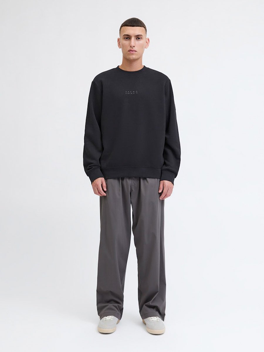 Black Plain Crew Neck Sweatshirt