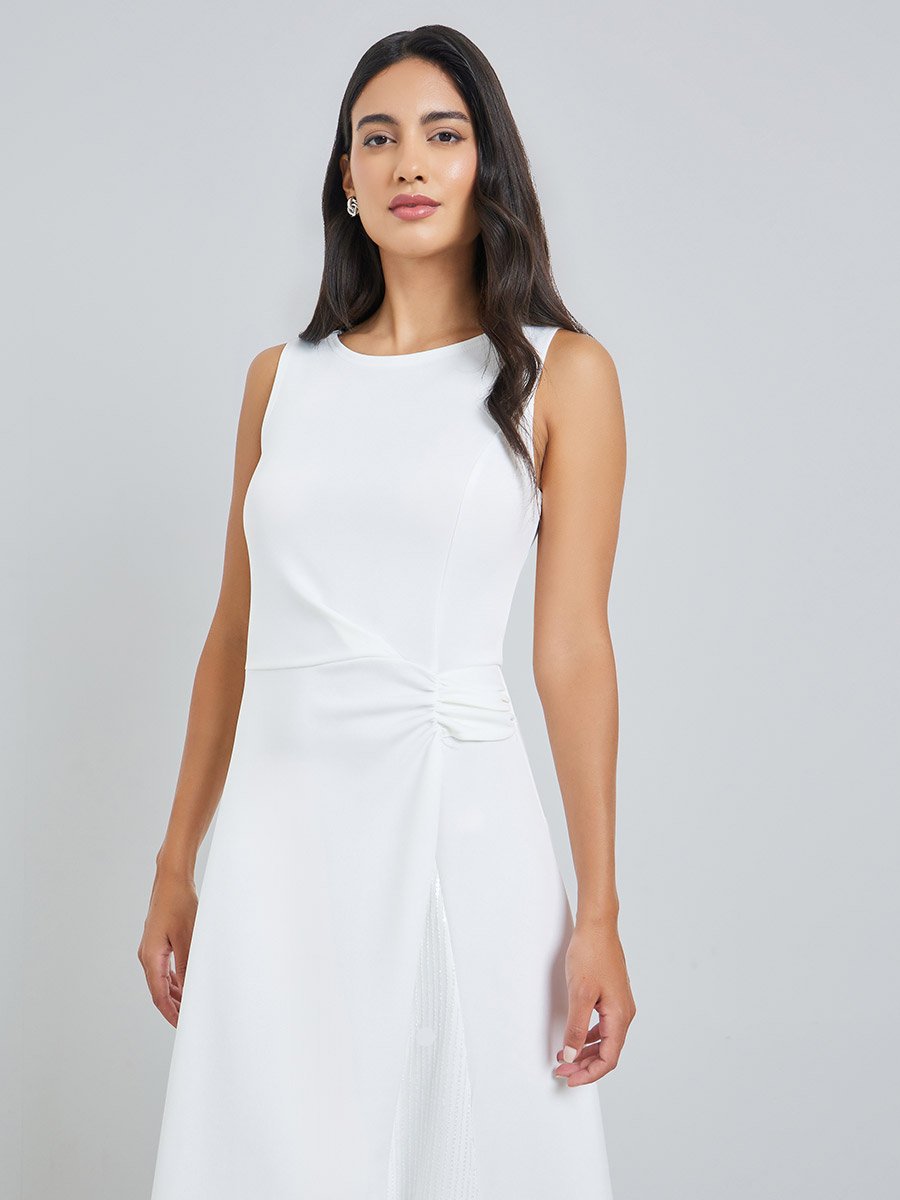White Sleeveless A-Line Maxi Dress