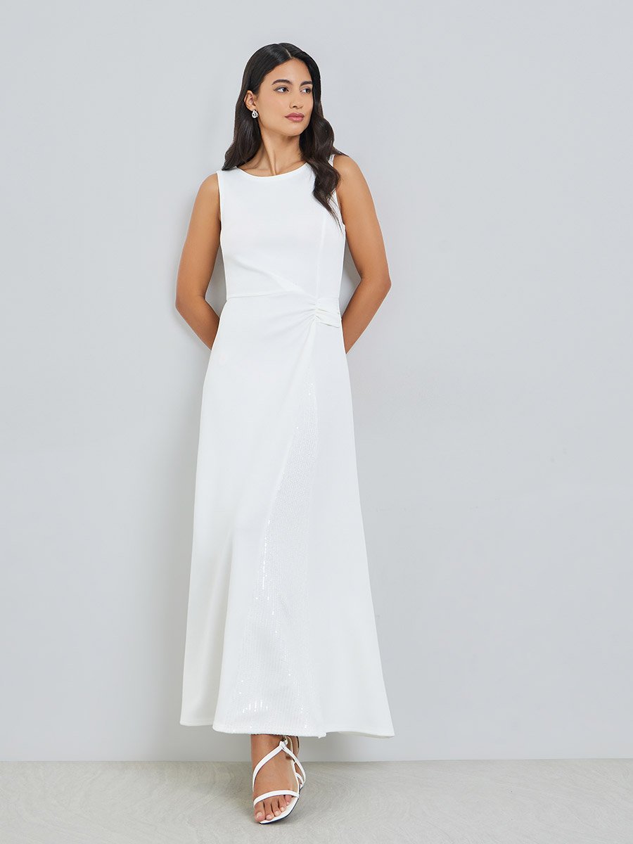 White Sleeveless A-Line Maxi Dress