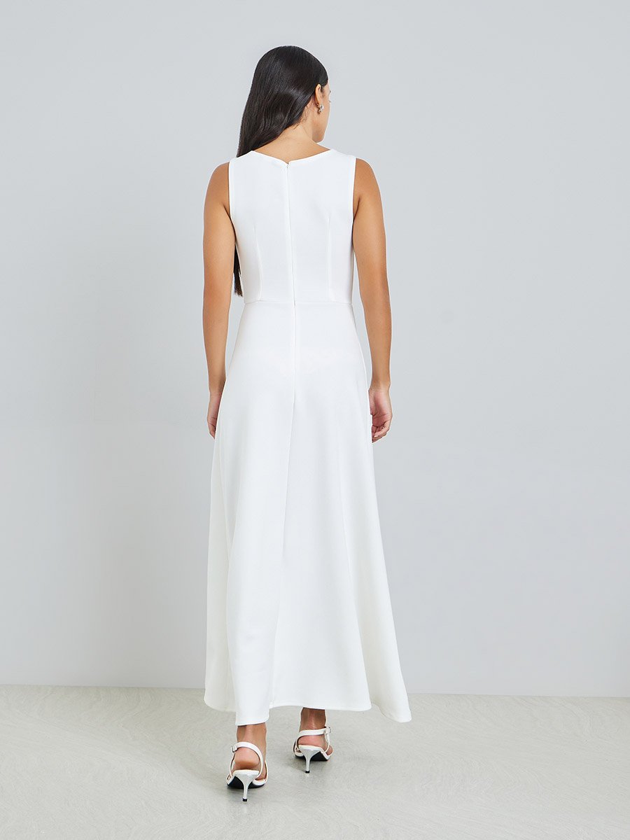 White Sleeveless A-Line Maxi Dress