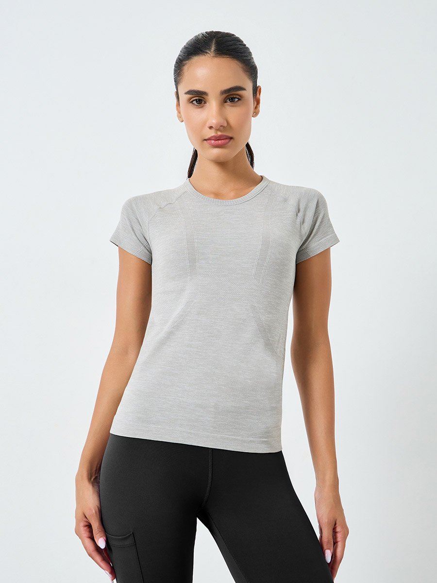 Women Seamless Contour Detail Short Sleeve Top
