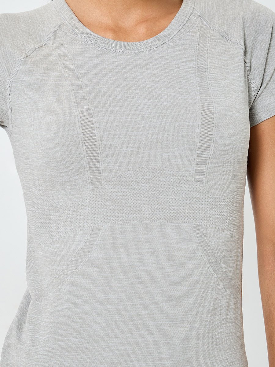 Women Seamless Contour Detail Short Sleeve Top