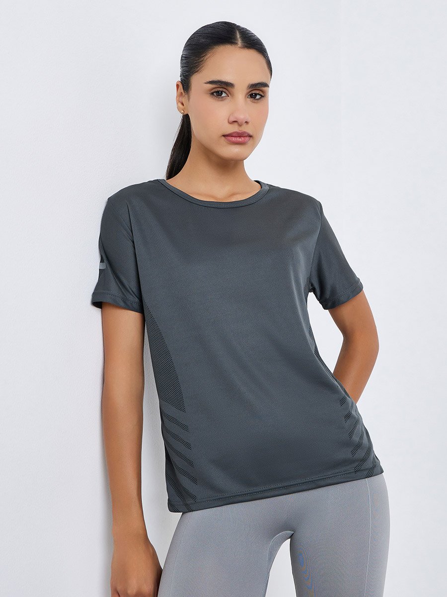 Women Grey Reflective Print Top