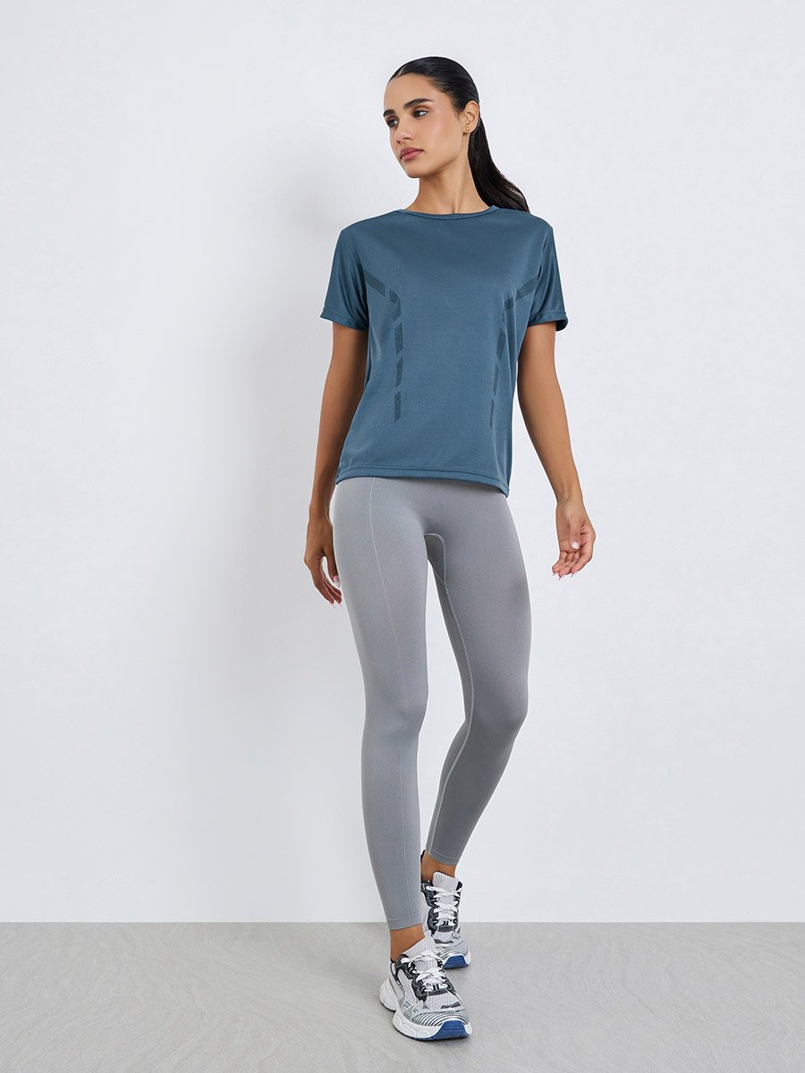 Women Textured Reflective Striped Top