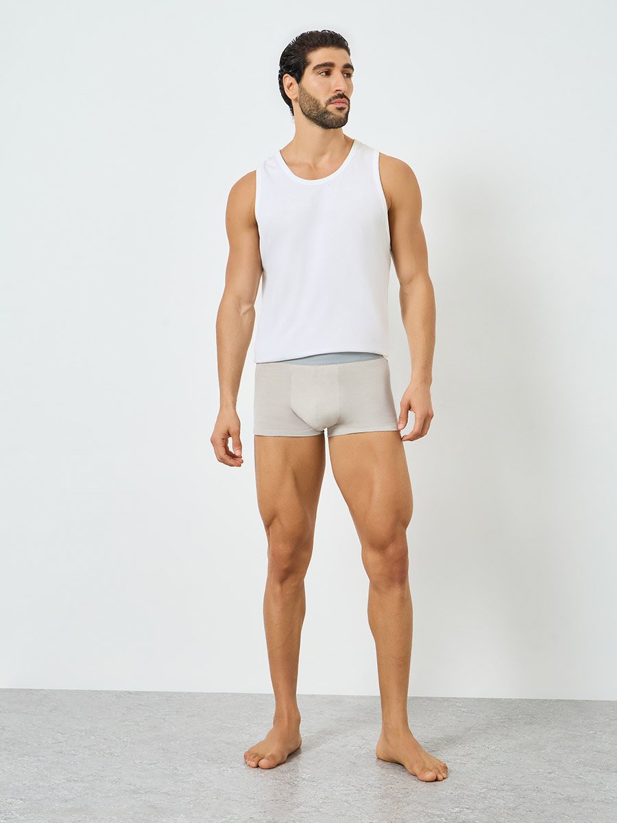 Men Grey Solid Cotton Trunks