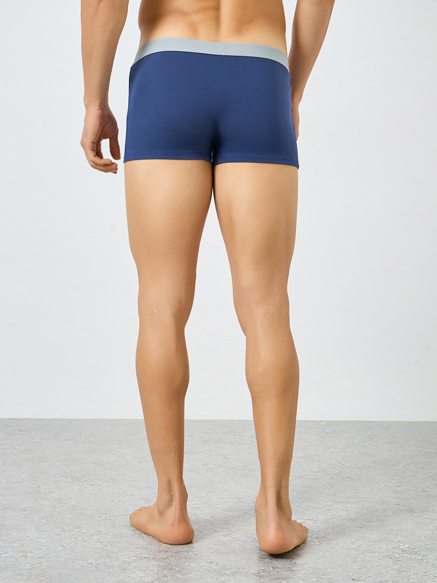 Men Navy Blue Solid Cotton Trunks