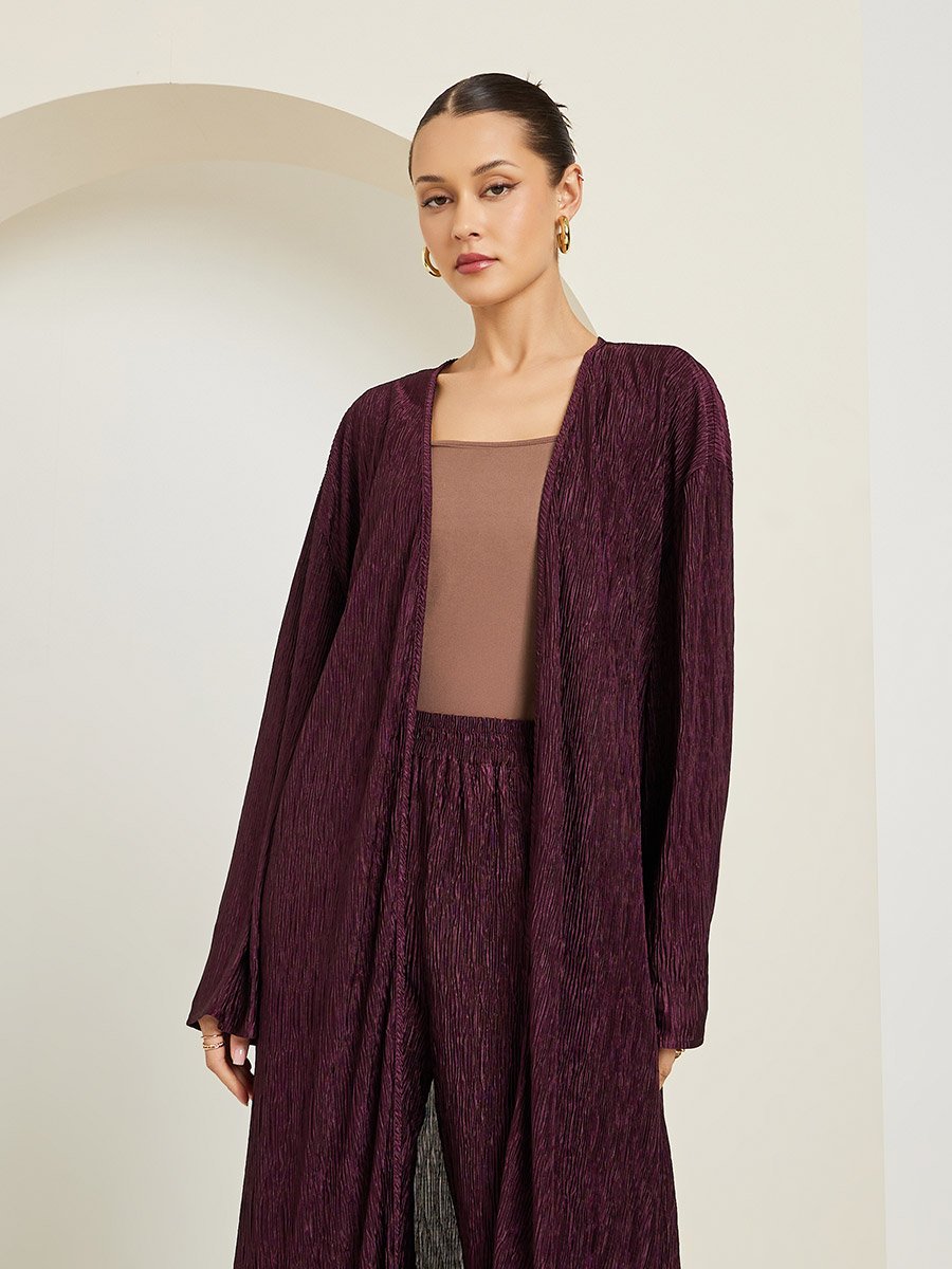 Women Regular Fit Plisse Maxi Kimono