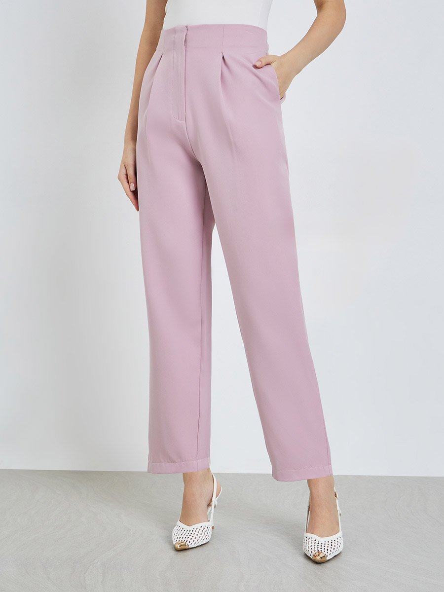 Women Pink Wide Leg Trousers
