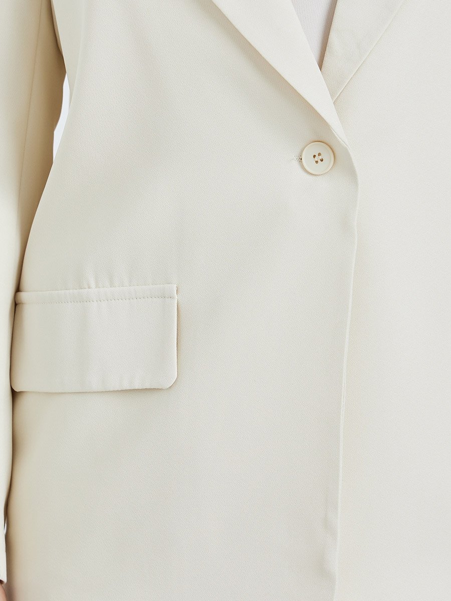 Cream Oversized Notch Lapel Blazer 